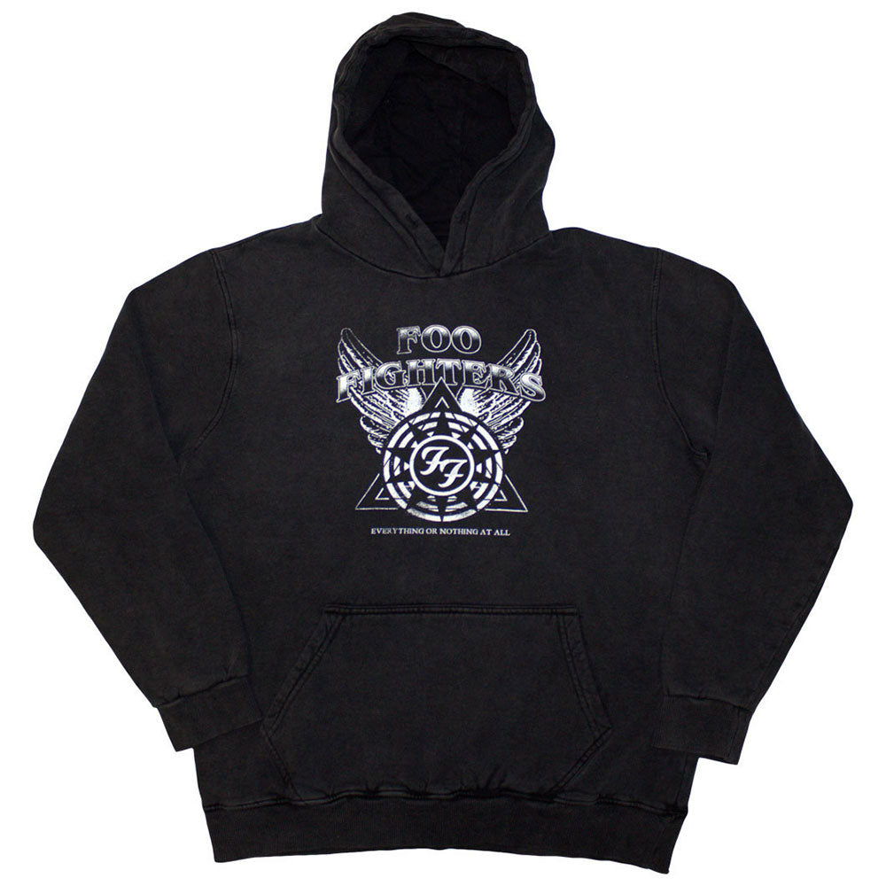 Foo Fighters Stone Wash Pullover Hoodie: Everything Or Nothing At All Logo