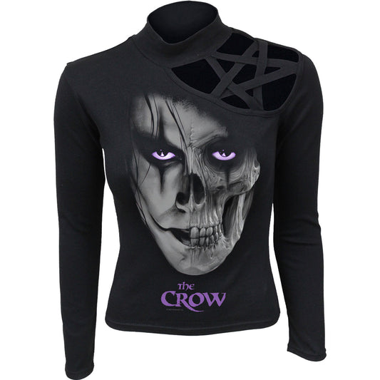 The Crow Ladies Pentagram Shoulder Top: Skull Face