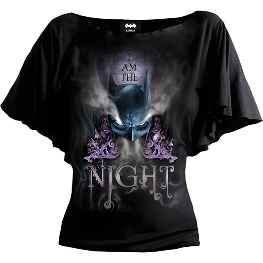 DC Comics Ladies Latin Boatneck Top: Batman I am the Night
