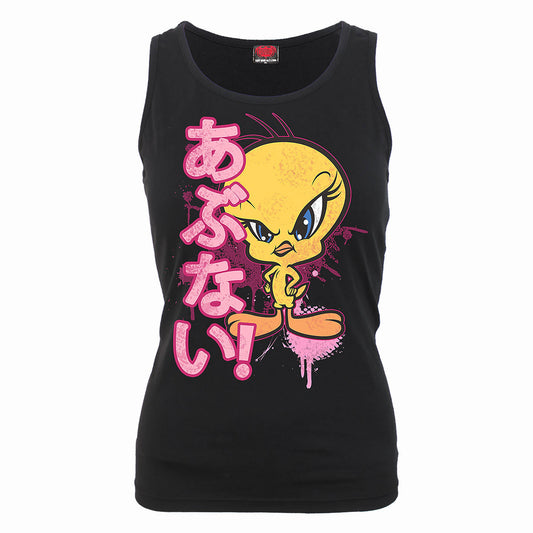 Looney Tunes Ladies Razor Back Vest T-Shirt: Tweety - Danger