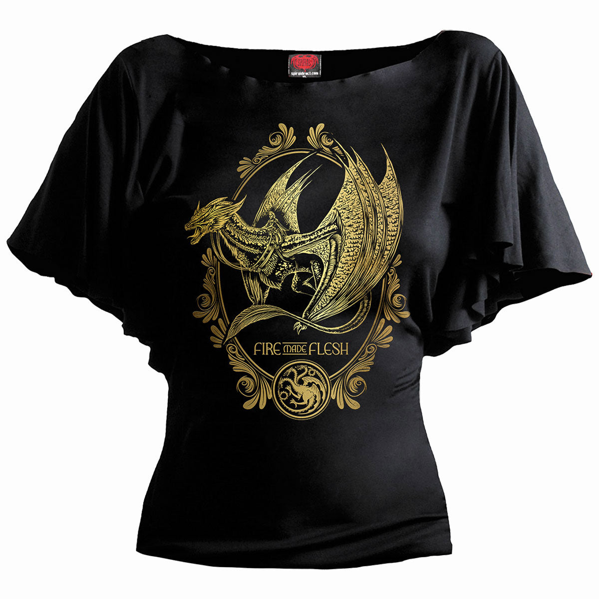 House of the Dragon Ladies Latin Boatneck Top: Filigree
