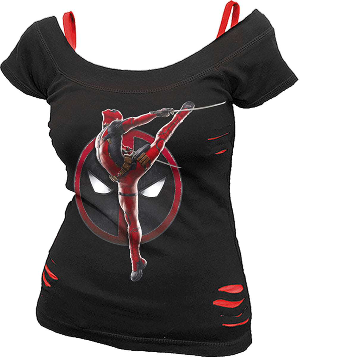 Marvel Comics Ladies 2-in-1 Ripped Top: Deadpool - Pose