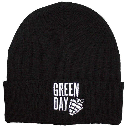 Green Day Beanie Hat: Stacked Logo & Grenade