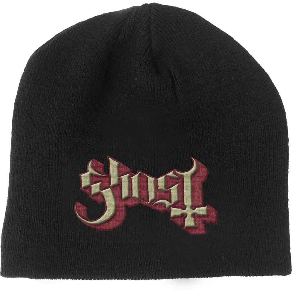Ghost Beanie Hat: Logo Red & Gold
