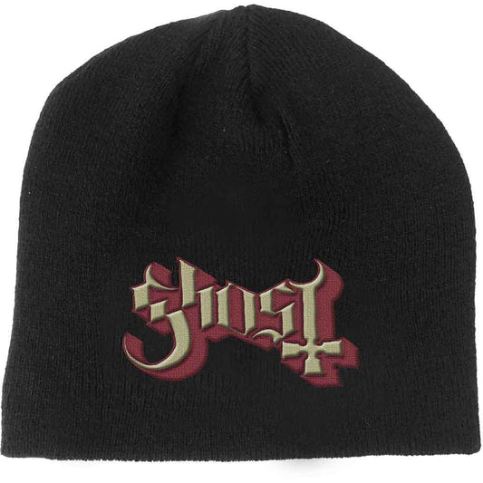 Ghost Beanie Hat: Logo Red & Gold