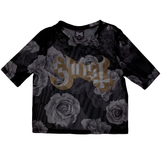 Ghost Ladies Crop Top: Logo & Roses