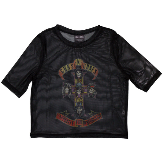 Guns N' Roses Ladies Mesh Crop Top: Appetite For Destruction