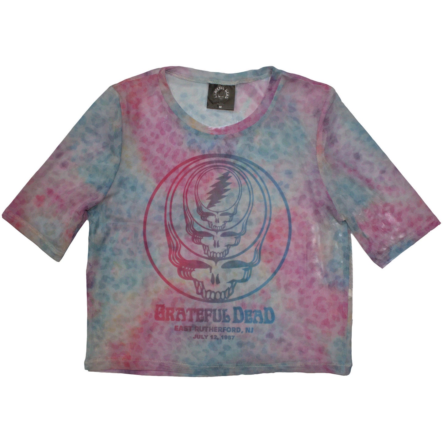 Grateful Dead Ladies Mesh Crop Top: Concentric Skulls