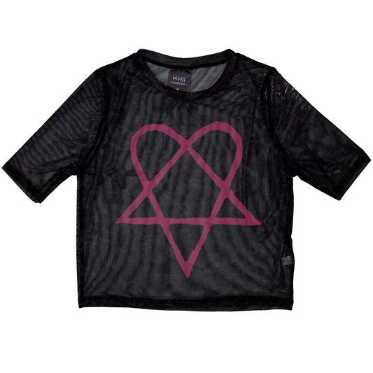 HIM Ladies Crop Top: Pink Heartagram
