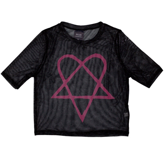 HIM Ladies Mesh Crop Top: Pink Heartagram