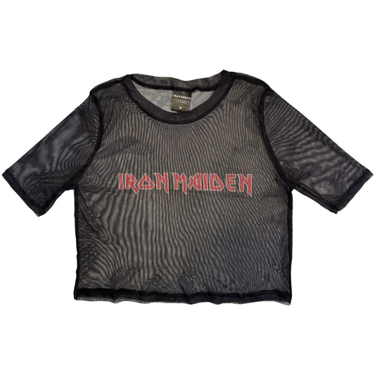 Iron Maiden Ladies Mesh Crop Top: Logo