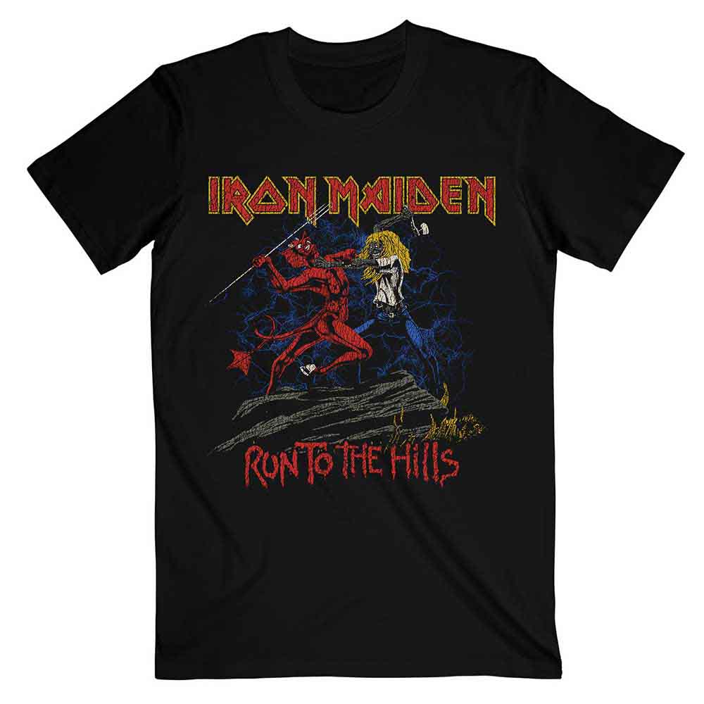 Iron Maiden T-Shirt: Number Of The Beast Run To The Hills Distress