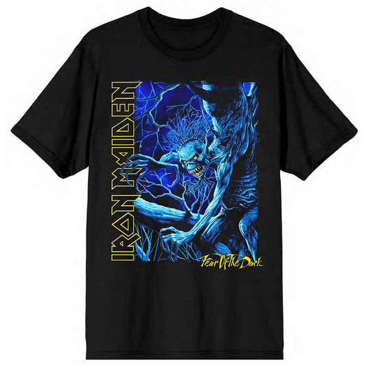 Iron Maiden T-Shirt: Fear of the Dark Blue Tone Eddie Vertical Logo