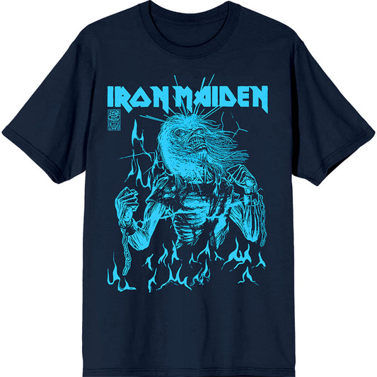 Iron Maiden T-Shirt: 50 Life After Death Flames Blue