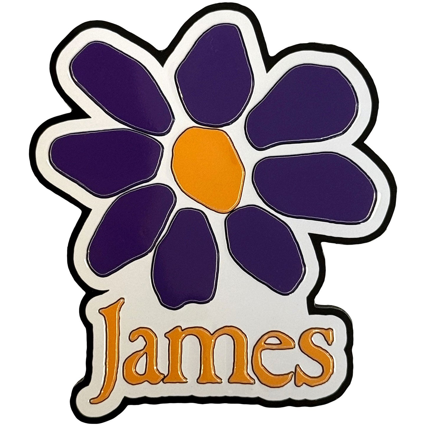 James Magnet: Orange Logo Purple Daisy