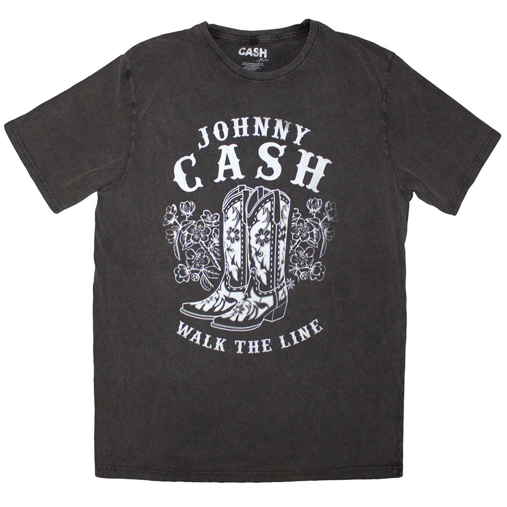 Johnny Cash Stone Wash T-Shirt: Walk The Line Boots