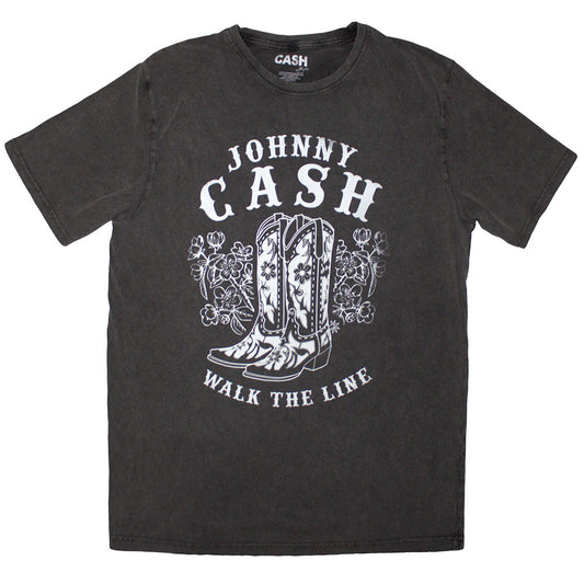 Johnny Cash Stone Wash T-Shirt: Walk The Line Boots