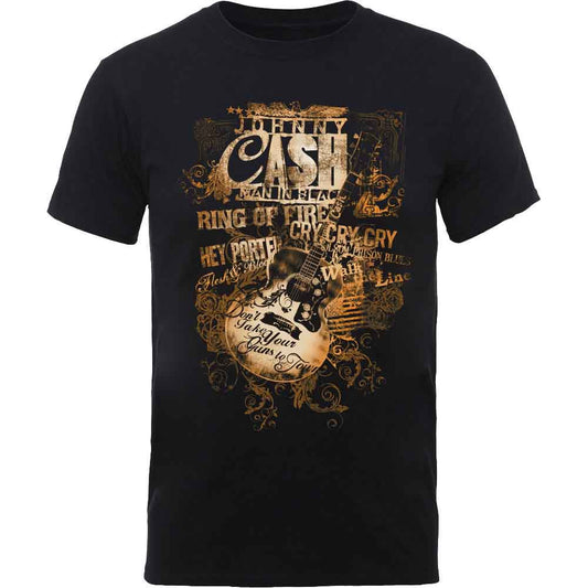 Johnny Cash T-Shirt: Guitar Song Titles