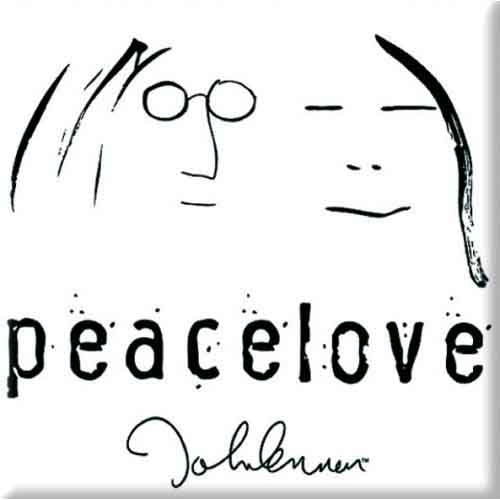 John Lennon Magnet: Peacelove Black On White