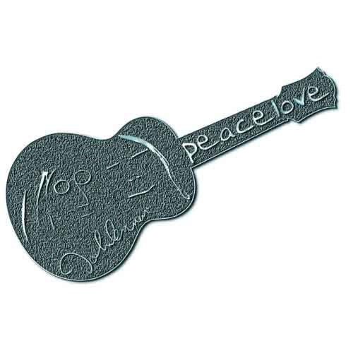 John Lennon Badge: Peace & Love Guitar HiChrome