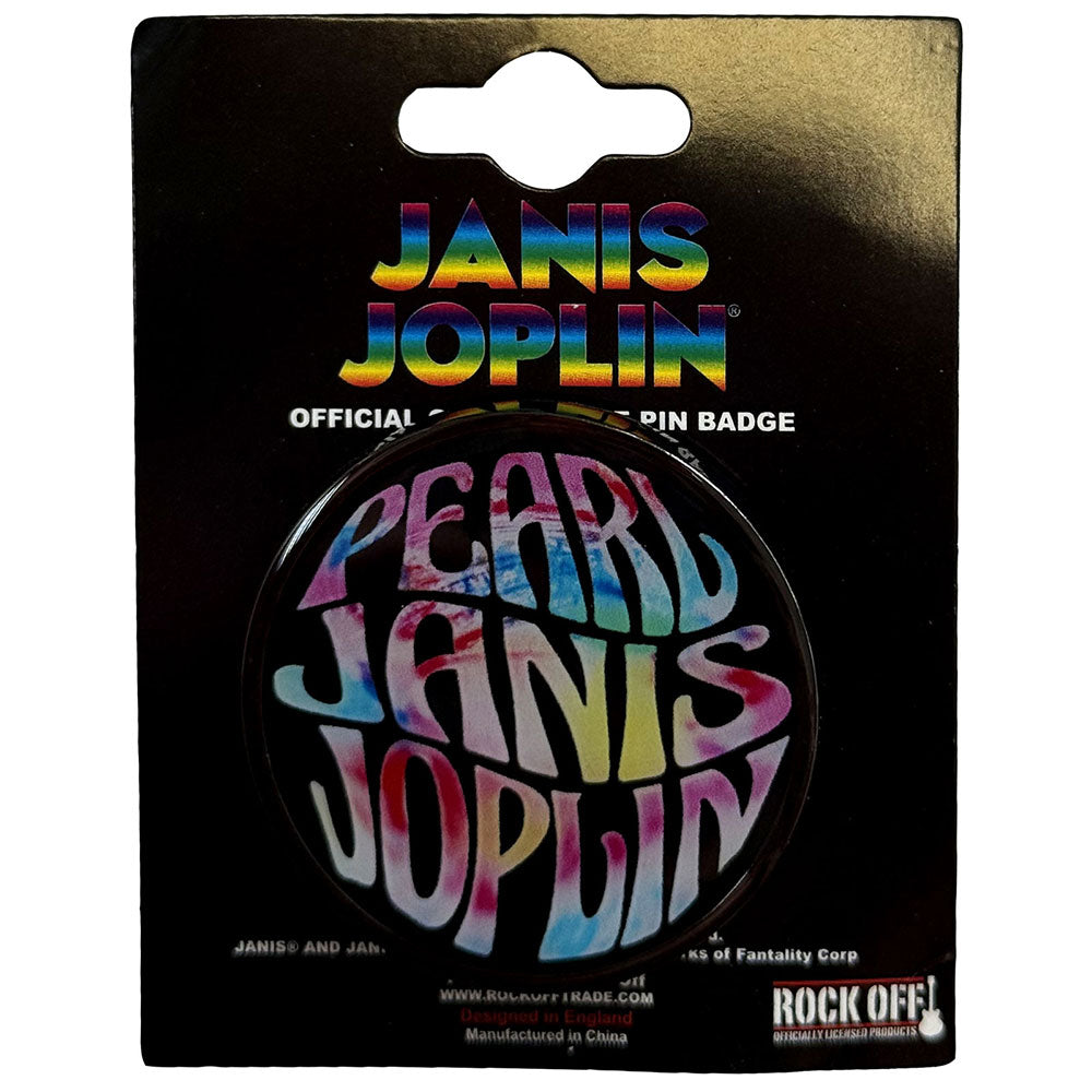 Janis Joplin Badge: Pearl Emblem Colour