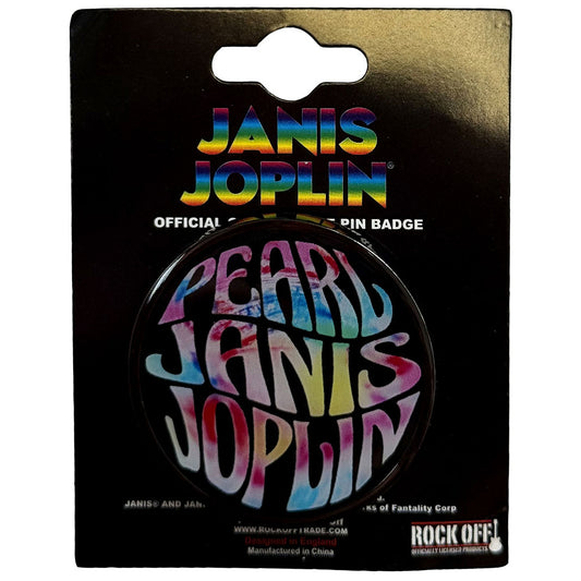 Janis Joplin Badge: Pearl Emblem Colour