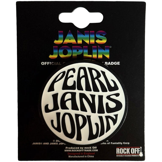 Janis Joplin Badge: Pearl Emblem Mono