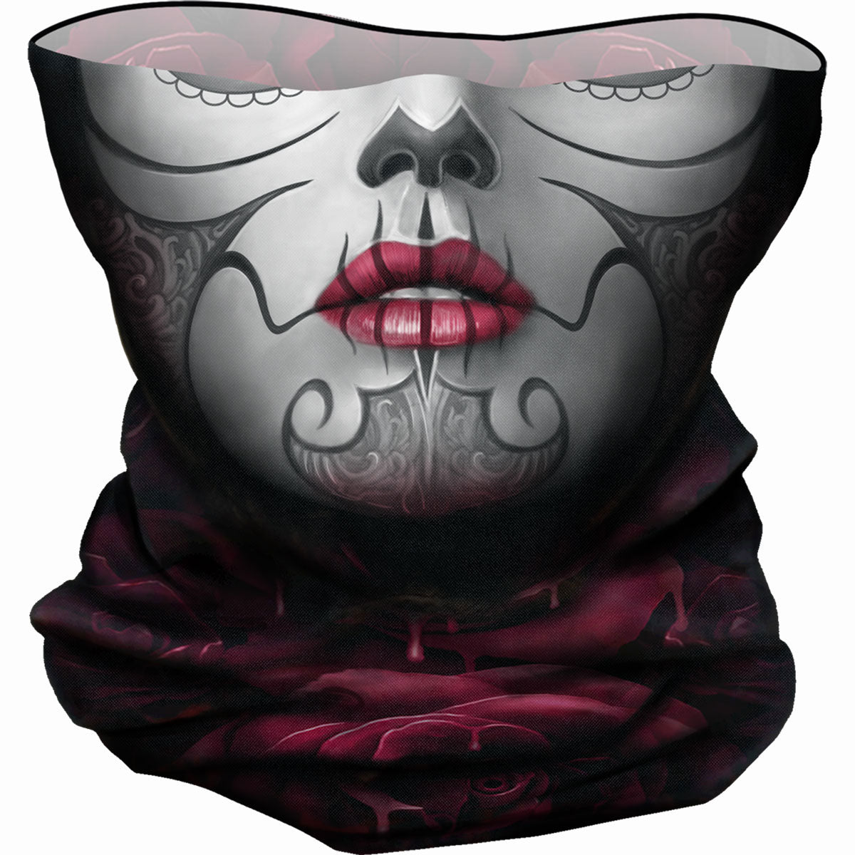 Spiral Multifunction Face Wrap: Blood Rose