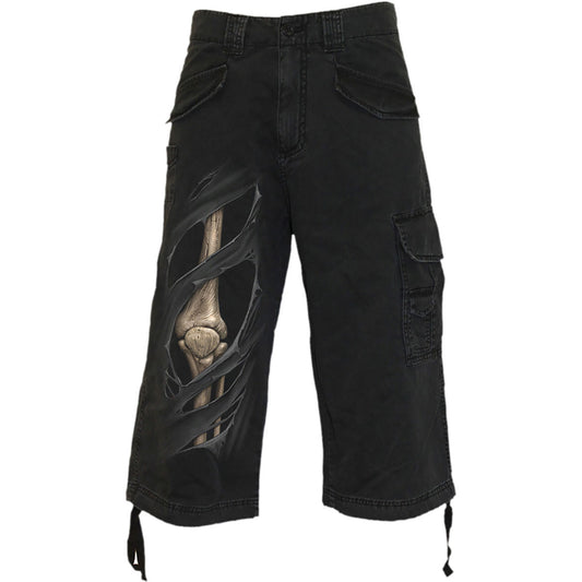 Spiral Vintage Long Cargo Shorts: Bone Rips