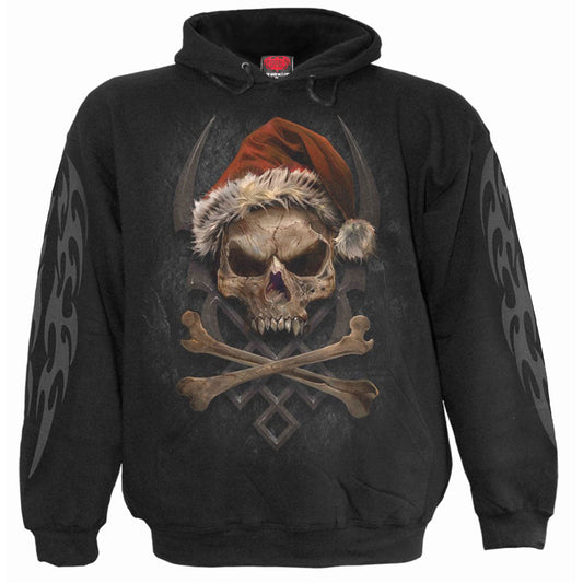 Spiral Pullover Hoodie: Rock Santa