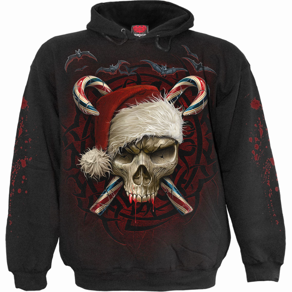 Spiral Pullover Hoodie: Candy Cane Santa