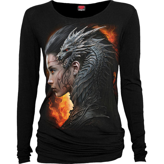 Spiral Ladies Long Sleeve Baggy T-Shirt: Draco Queen