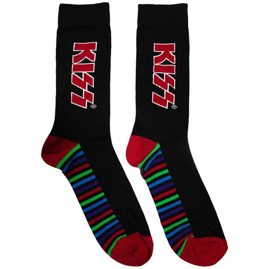 KISS Socks: Red Logo & Stripes