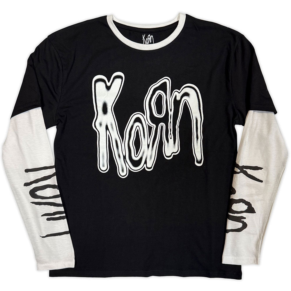 Korn Layered Long Sleeve T-Shirt: Metallic Logo