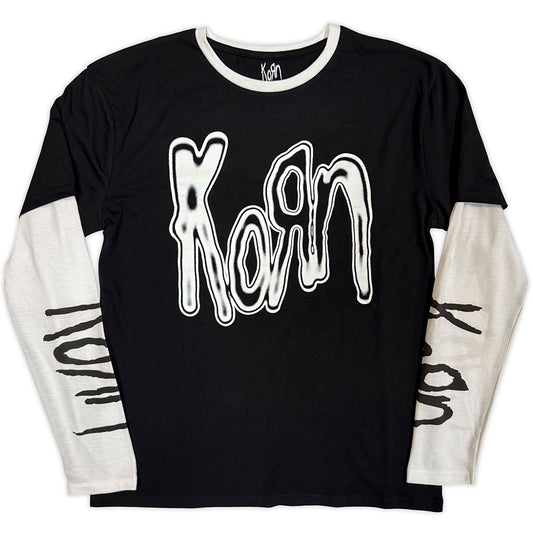 Korn Layered Long Sleeve T-Shirt: Metallic Logo