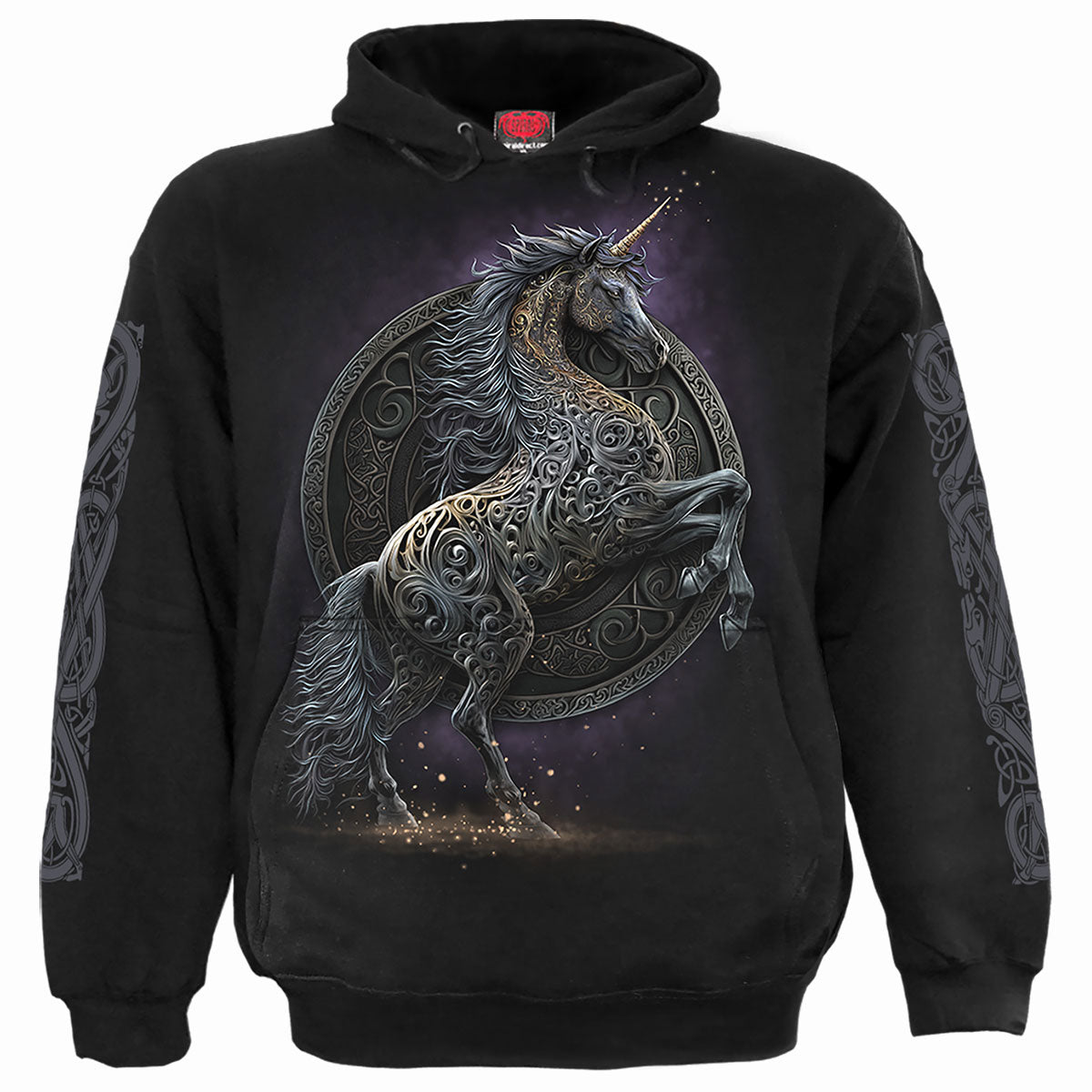 Spiral Pullover Hoodie: Celtic Unicorn