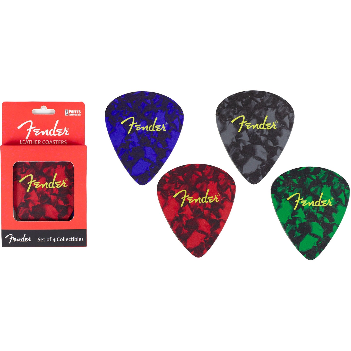 Fender Leather Coaster Set: Colours