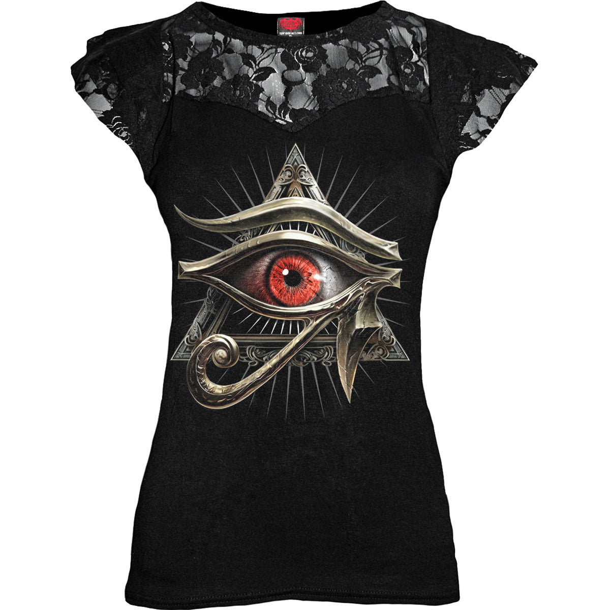 Spiral Ladies Lace Layered Cap Sleeve Top: Evil Eye