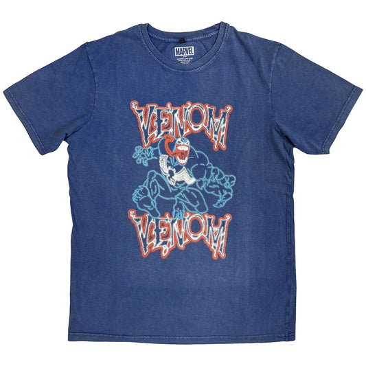 Marvel Comics Stone Wash T-Shirt: Venom Neon Light Outline