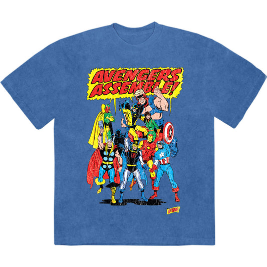 Marvel Comics Stone Wash T-Shirt: Avengers Assemble Retro