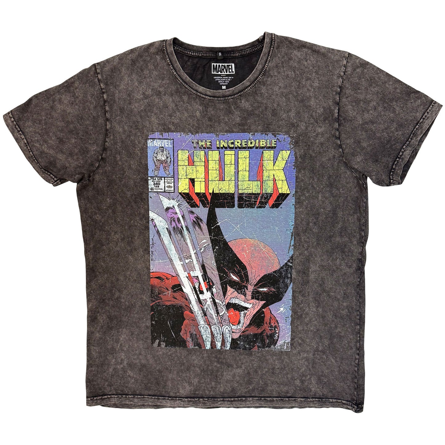 Marvel Comics Stone Wash T-Shirt: Incredible Hulk Wolverine