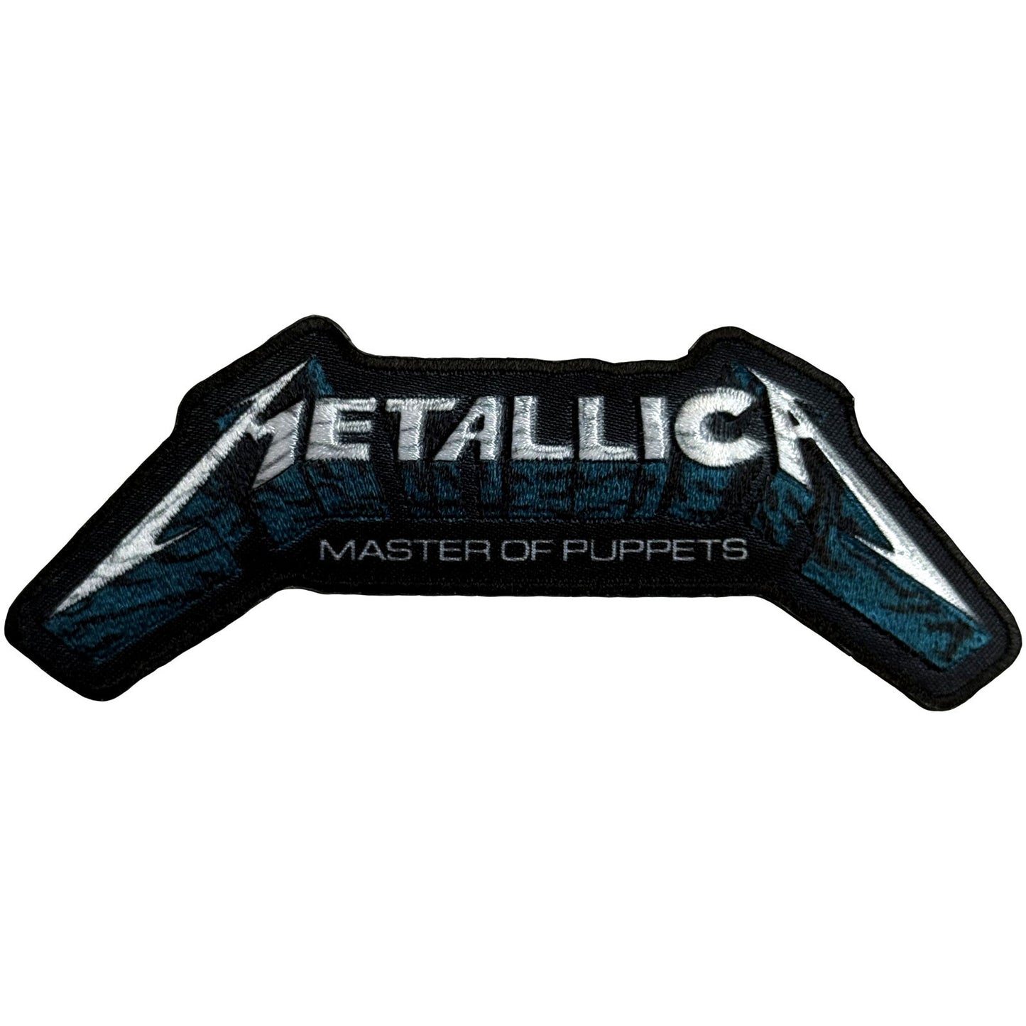 Metallica Woven Patch: Master Of Puppets Blue Poster Logo