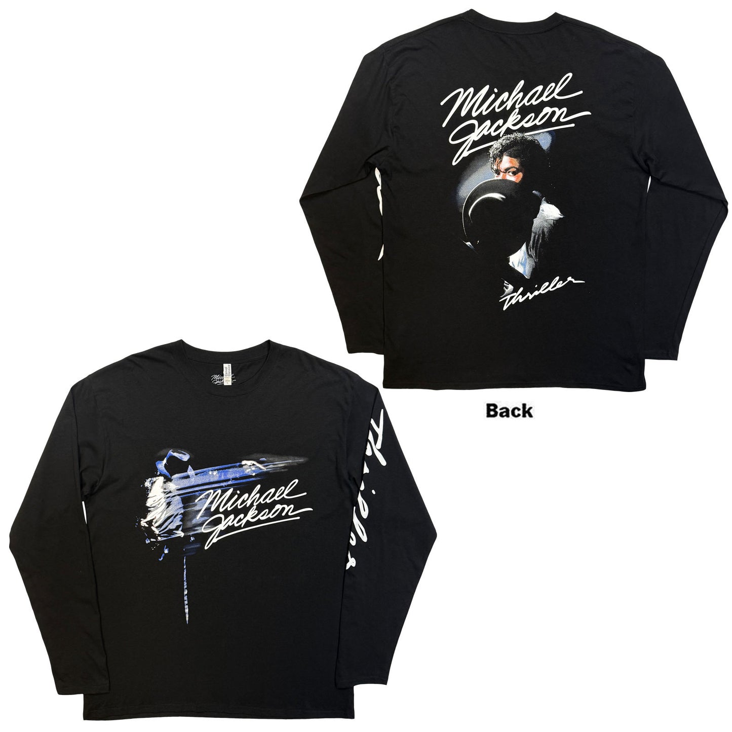 Michael Jackson Long Sleeve T-Shirt: Thriller / Hat Poses