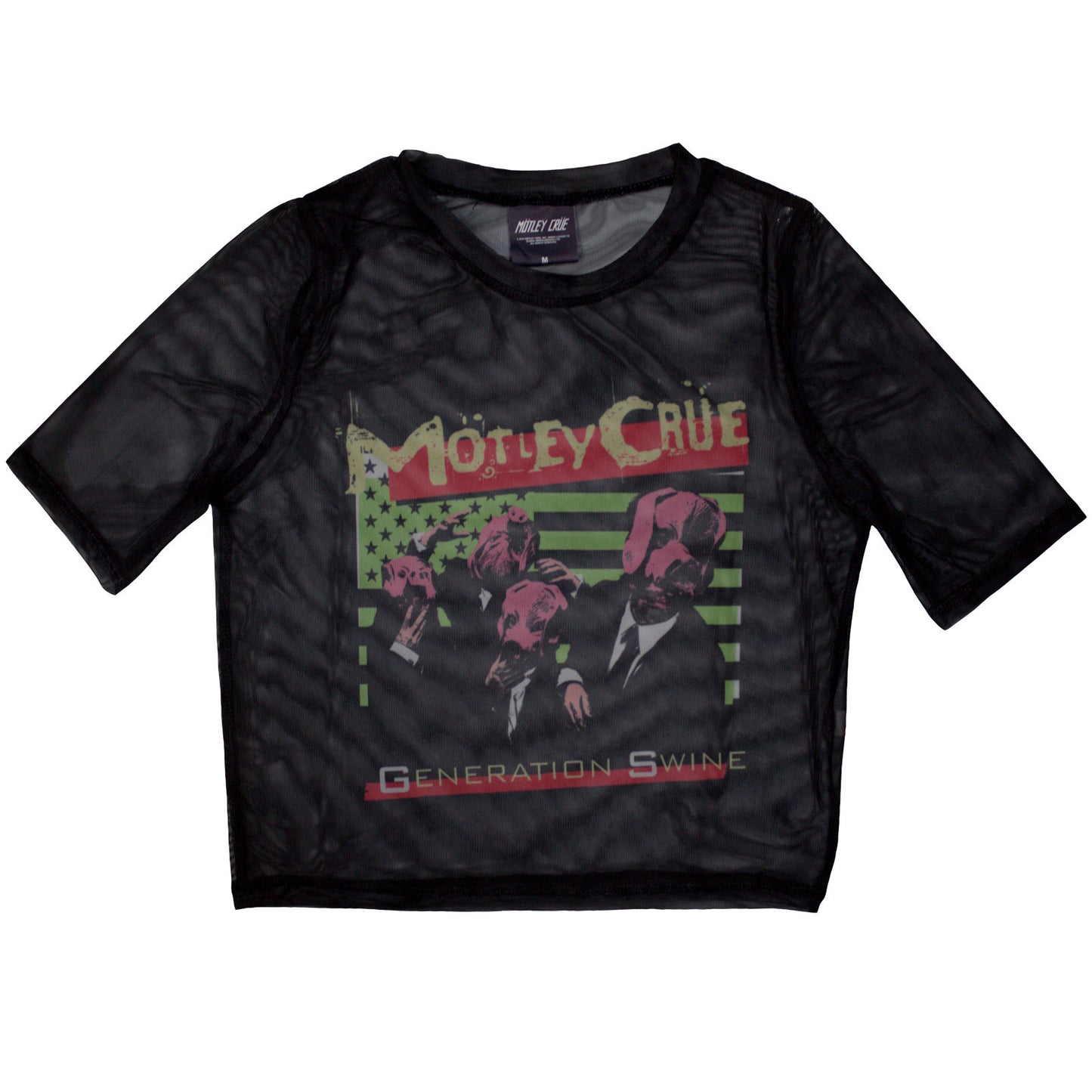 Motley Crue Ladies Mesh Crop Top: Generation Swine