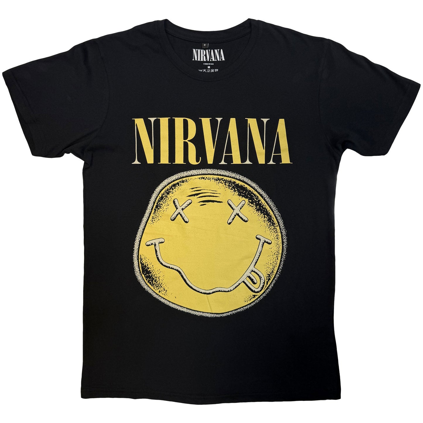 Nirvana Premium Carbon T-Shirt: Happy Face Infill Distressed