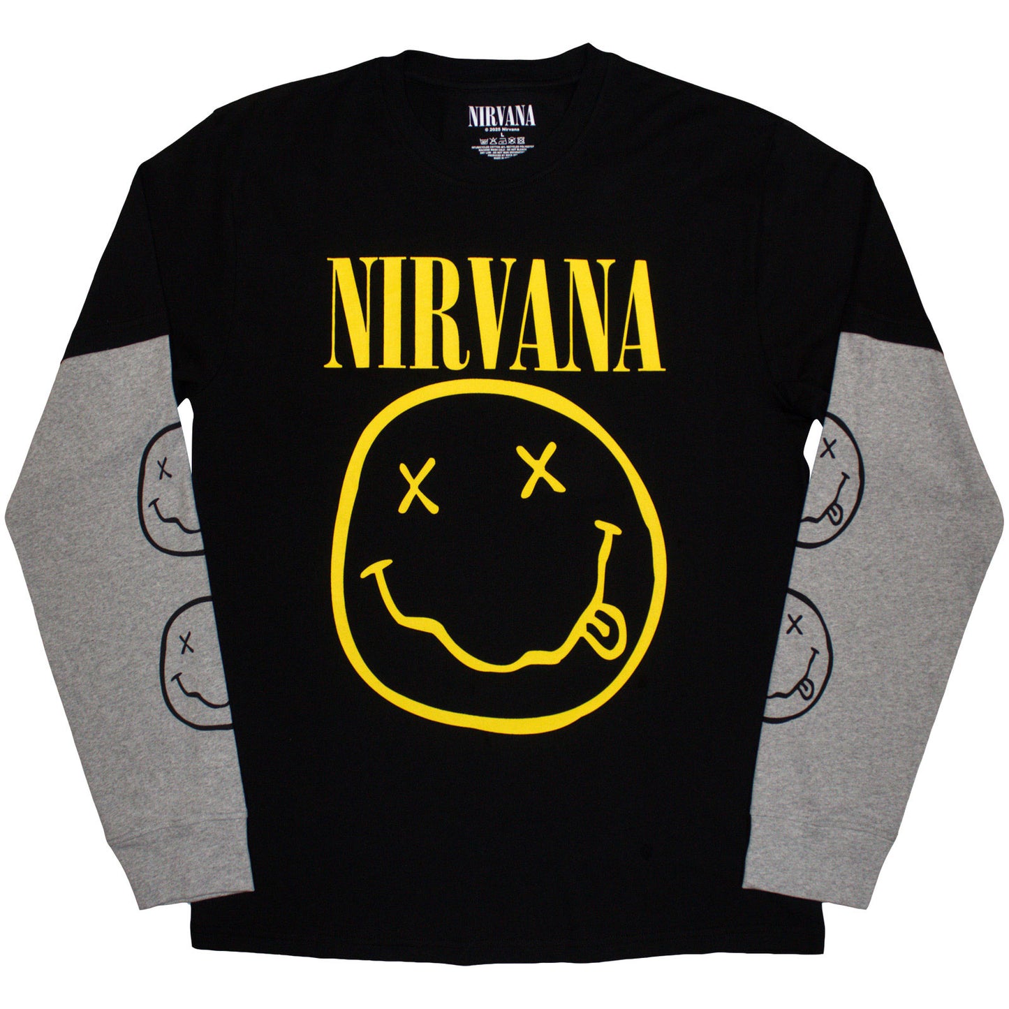 Nirvana Layered Long Sleeve T-Shirt: Yellow Happy Face