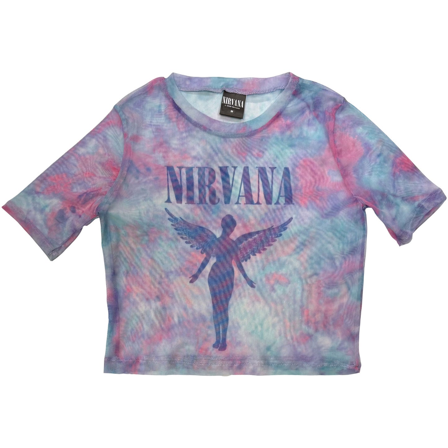 Nirvana Ladies Mesh Crop Top: Angelic Blue Mono