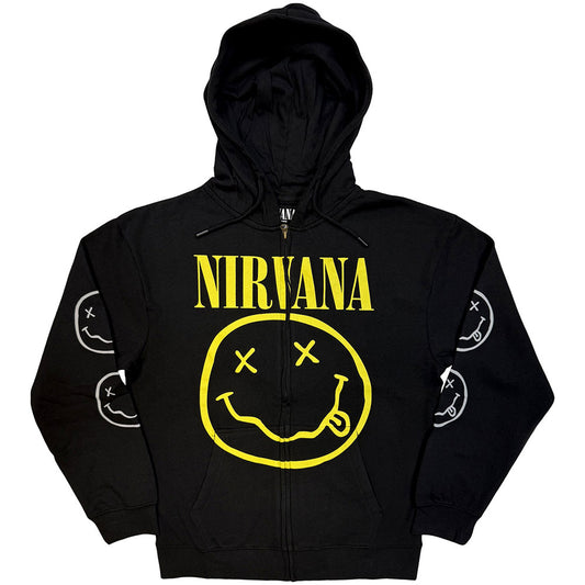 Nirvana Zipped Hoodie: Yellow Happy Face