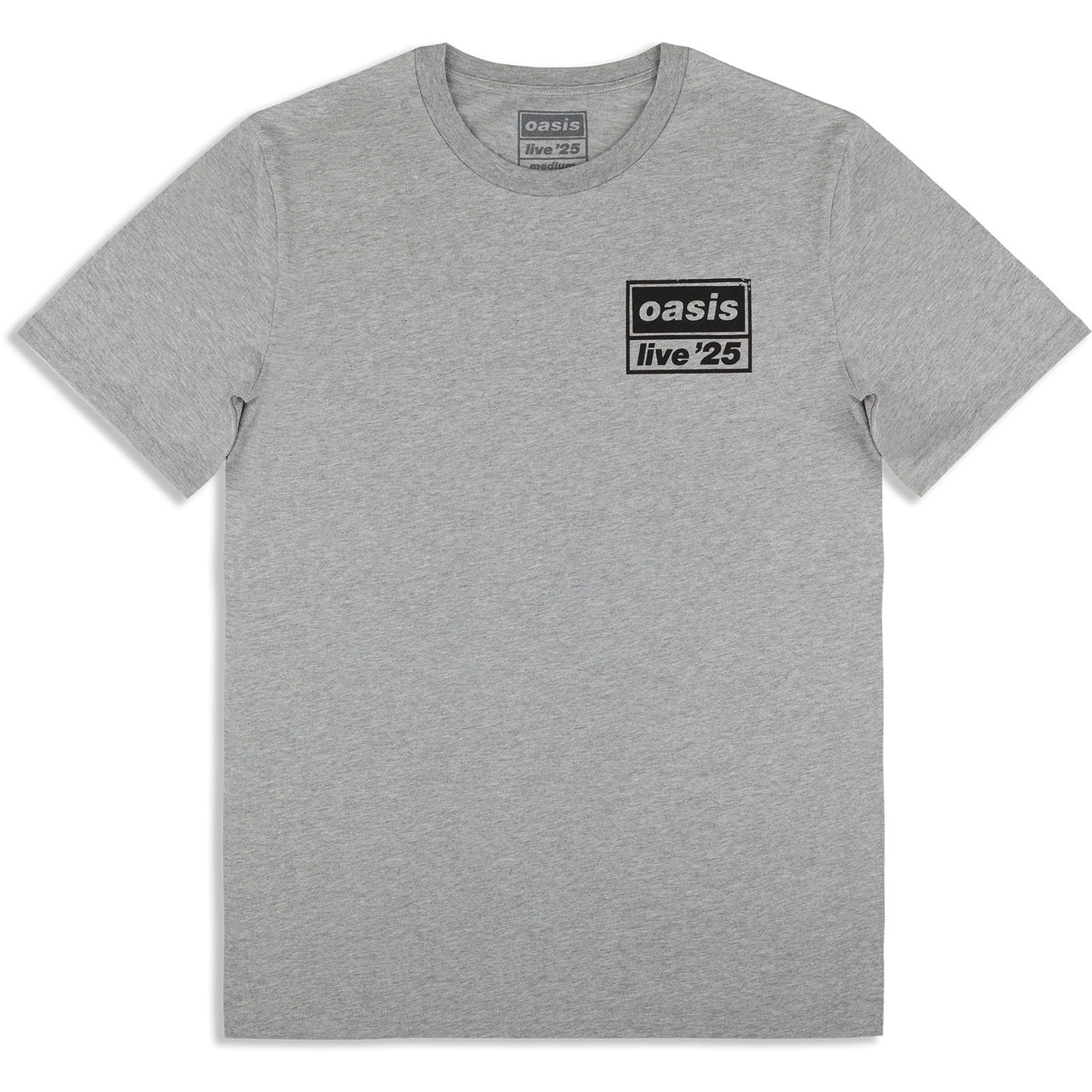 Oasis T-Shirt: Live 25 Distressed Lockup Pocket