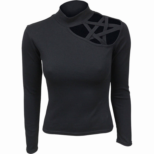 Spiral Ladies Pentagram Shoulder Top: Plain